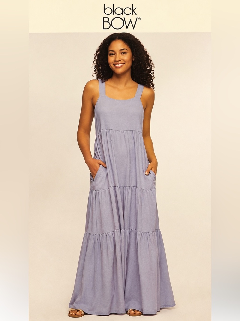 Black Bow Light blue Maxi Dress